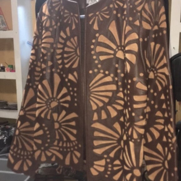 Chico’s custom leather jacket floral pattern - Picture 2 of 3